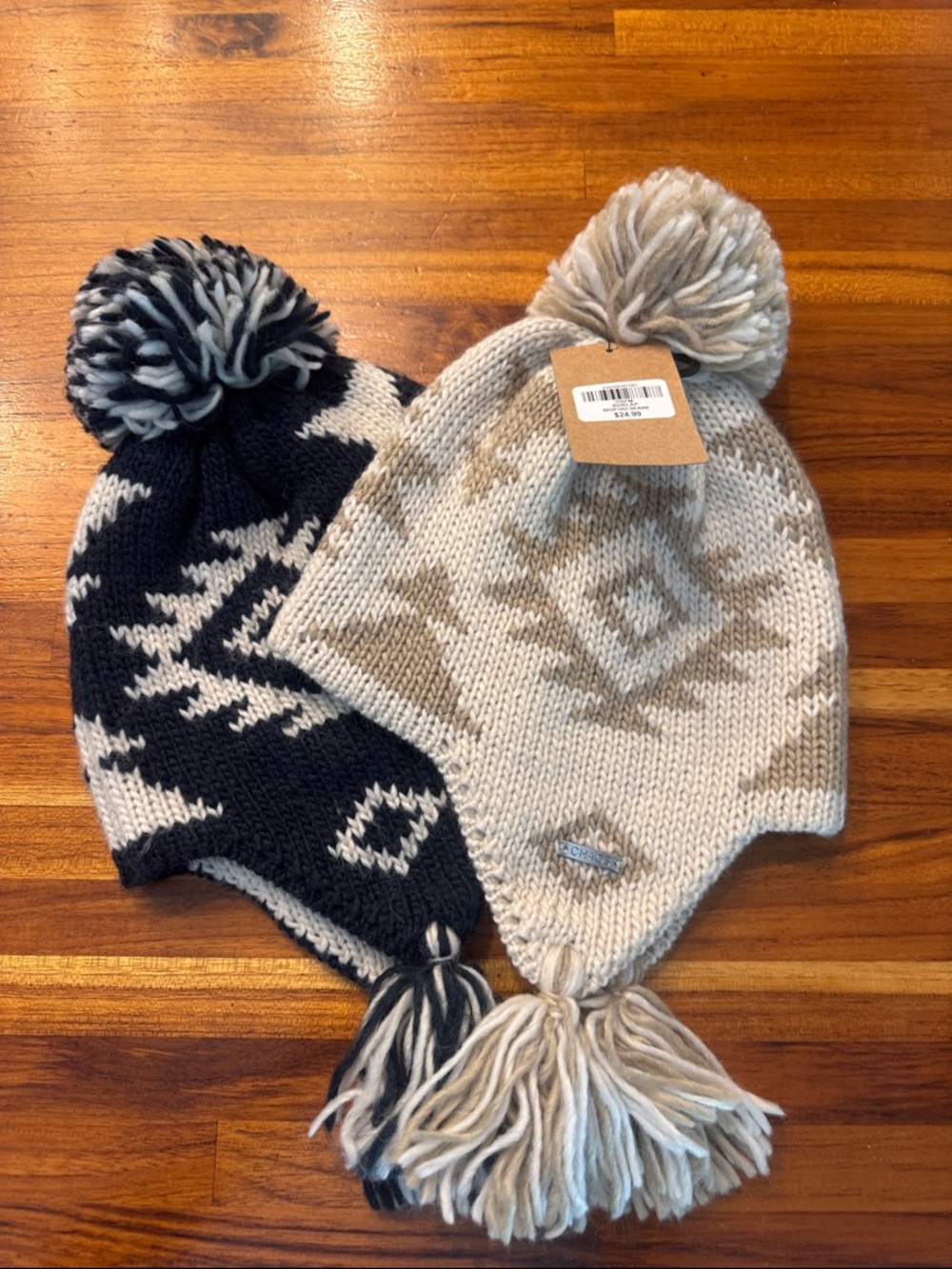 Two chaos beanies  - Beige & Navy